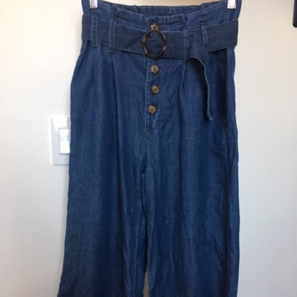 Chambray culottes, high waist button up - Picture 1 of 3